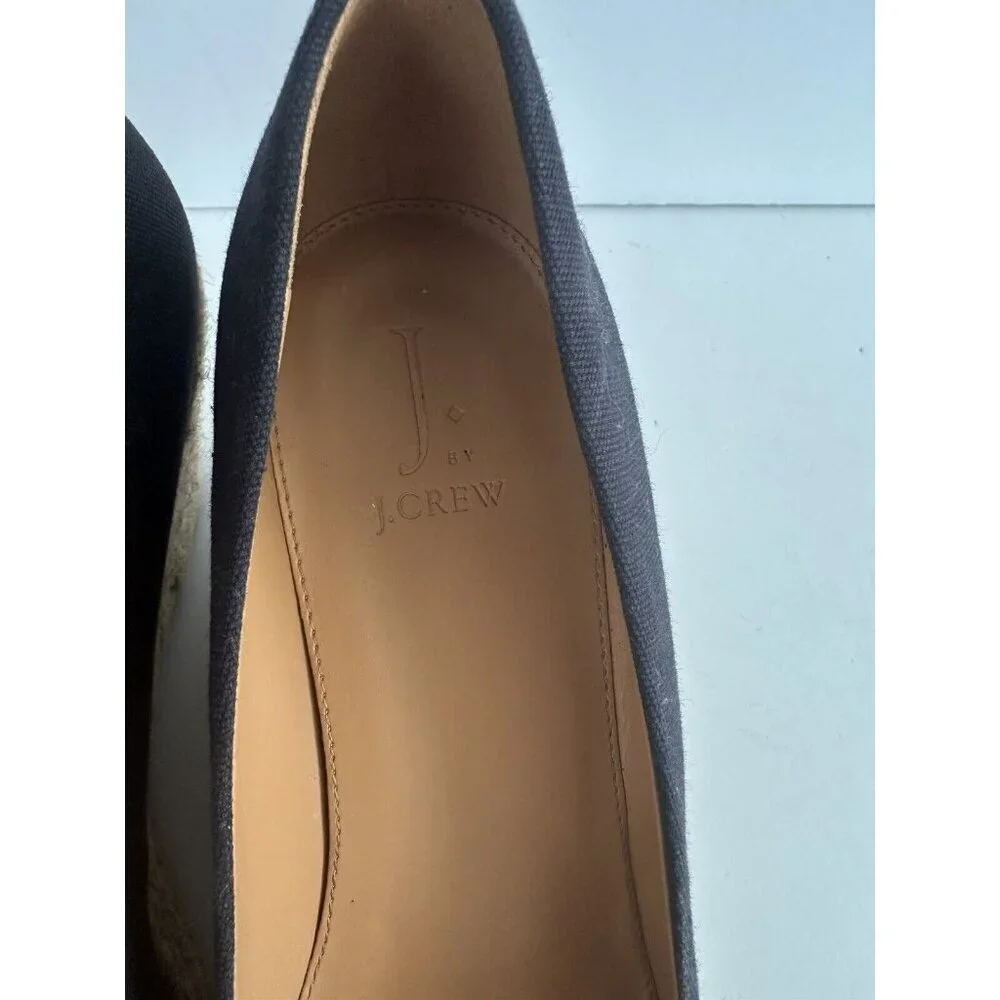 J.‎ Crew Seville Women's Navy Blue Closed Toe Canvas Wedge Espadrille Shoes 9.5